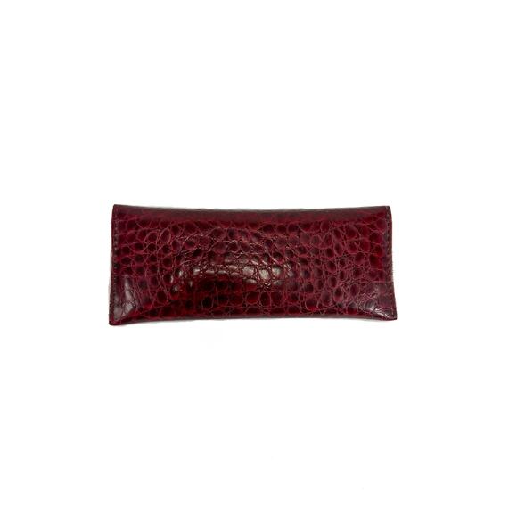 Vintage Accessories - Eye Glasses Case - Embossed Leather - Oxblood Red - Picture 2 of 3